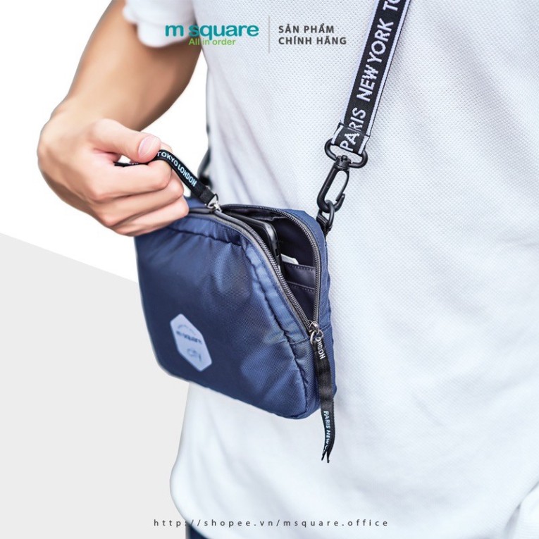 Túi đeo chéo đa năng cho nam nữ nhiều ngăn khoá kéo vải poly chống thấm nước cao cấp Msquare® Chính 