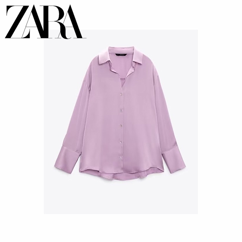 Zara Áo Sơ Mi satin Thời Trang Mùa Thu Dành Cho Nữ