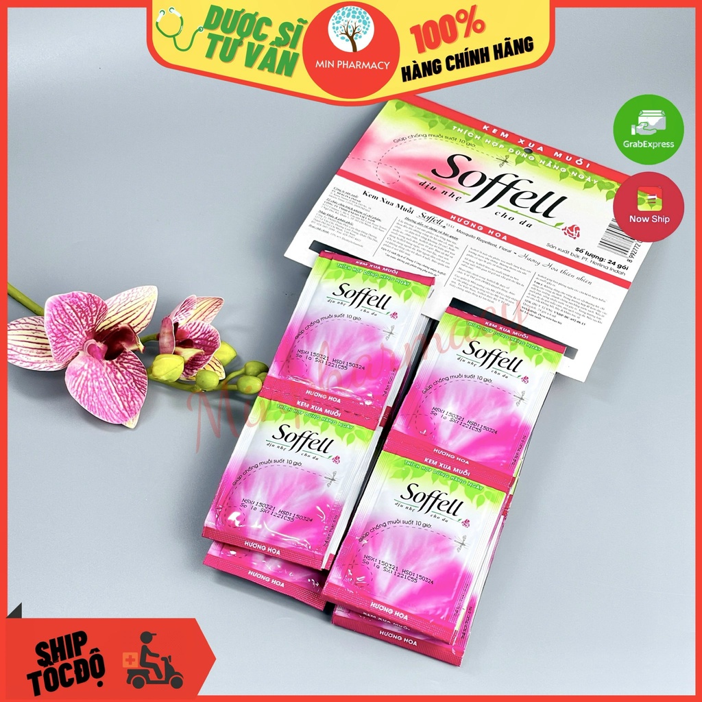 1 DÂY 12 GÓI Kem bôi da chống muỗi SOFFELL HƯƠNG HOA (gói 6ml) - Minpharmacy