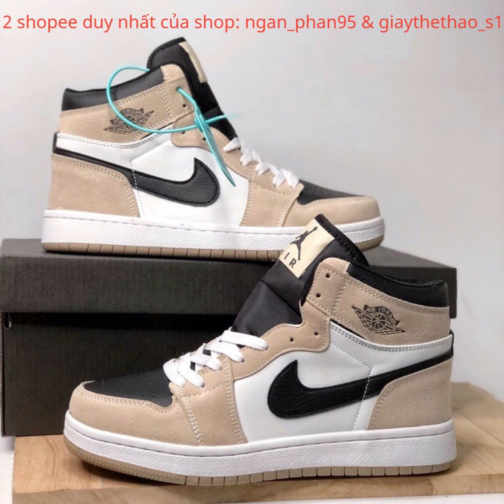 ✔️GIÀY AIR JORDAN CỔ CAO NAM NỮ NÂU- TRẮNG