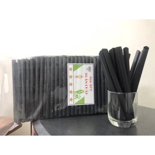 Ống hút đen phi 12 không bọc màng gói 500g. nhựa huysun