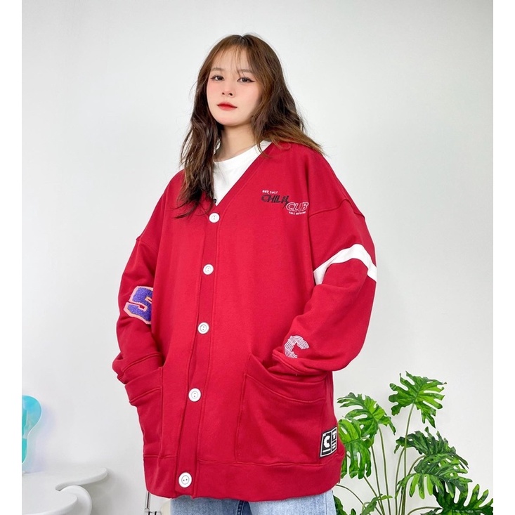 Áo khoác Cardigan CHILICLUB ( Đỏ-Xanh Mint)