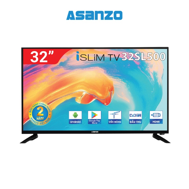 Smart Tivi Viền Siêu Mỏng Asanzo iSLIM 32 inch 32SL500 (Android 8.0)