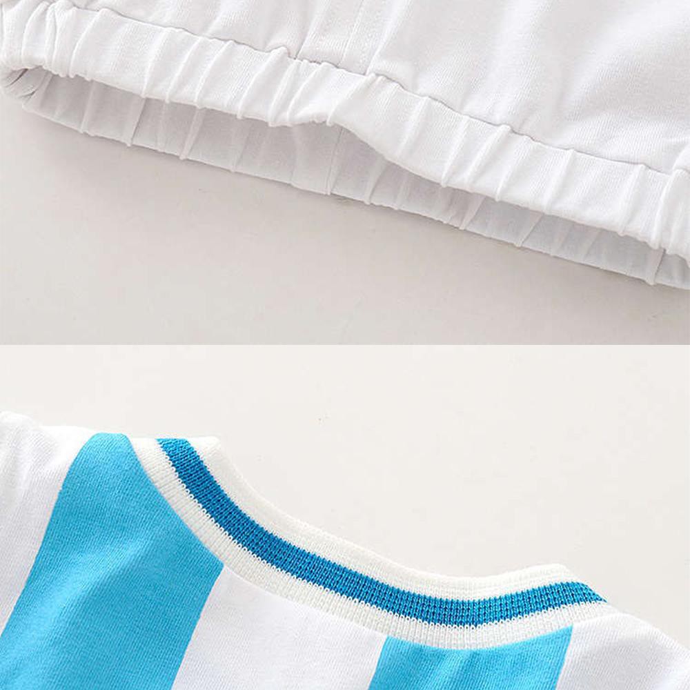 Set bóng đá cộc tay Argentina Màu Xanh trắng cho bé Mầm Store Size từ 7 đến 28kg