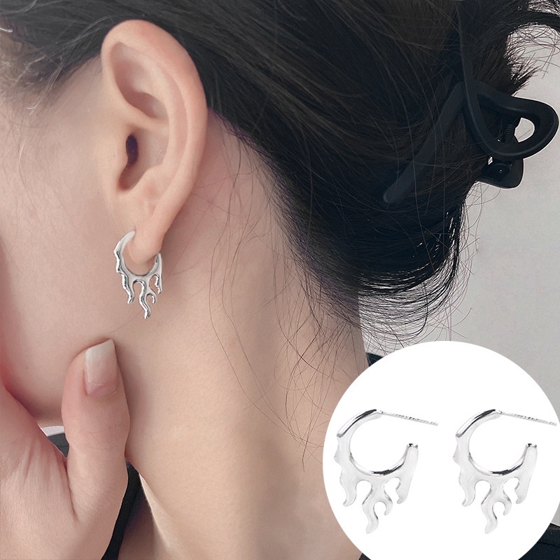 1 Đôi Bông Tai Hình Ngọn Lửa Bằng Đồng Sáng Tạo / Bạc Thời Trang