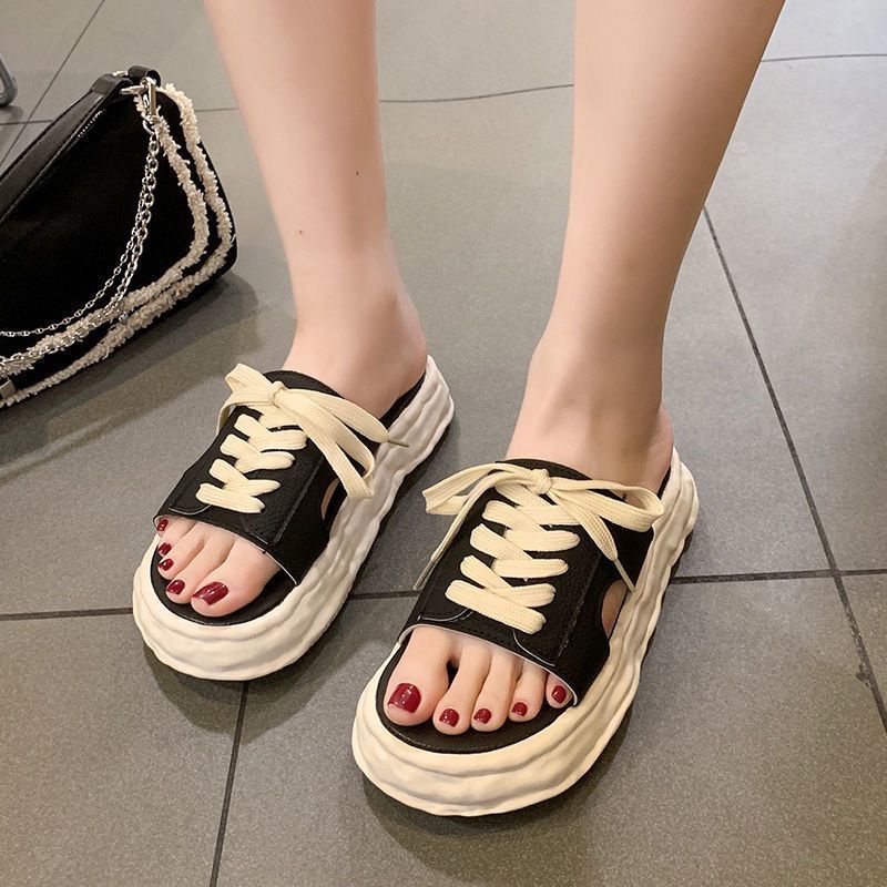Giày Sandal Đế Dày Size Lớn Phong Cách Pháp Thời Trang
