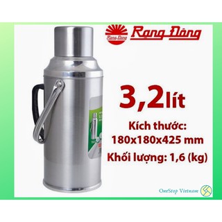 Phích INOX đựng nước nóng giữ nhiệt Rạng Đông 3,2 lít - RD3240 ST1