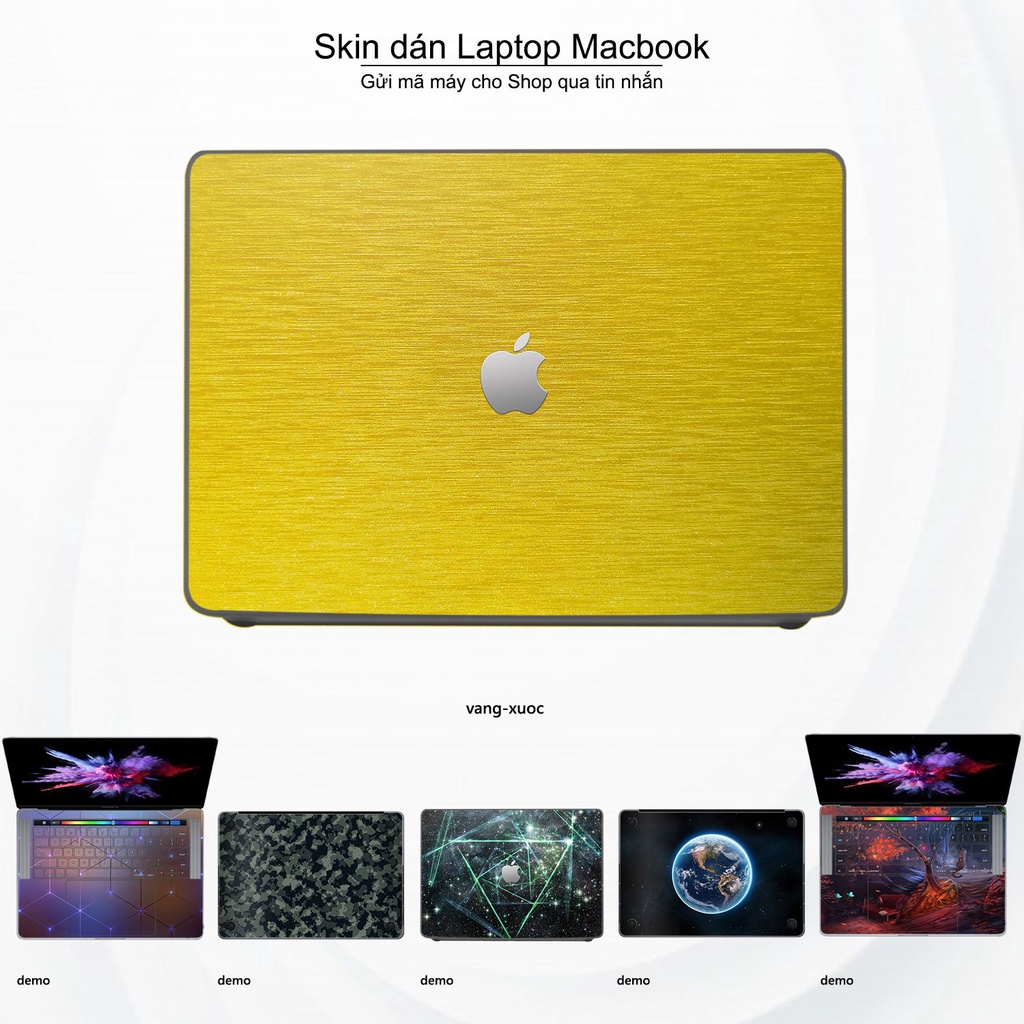 Skin dán Macbook mẫu Aluminum Chrome vàng xước (đã cắt sẵn, inbox mã máy cho shop)