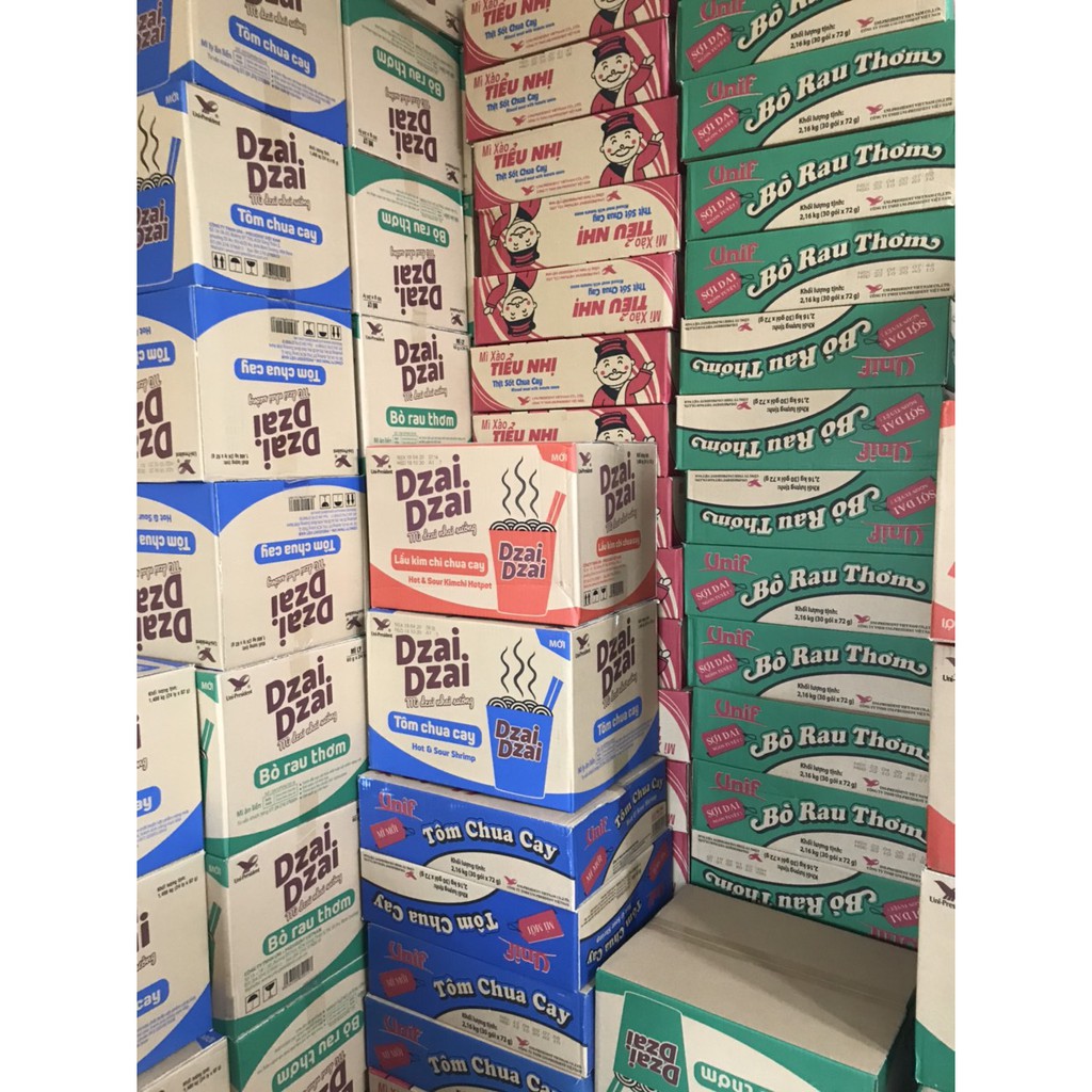 THÙNG 30 GÓI MÌ UNIF VỊ BÒ RAU THƠM/ TÔM CHUA CAY