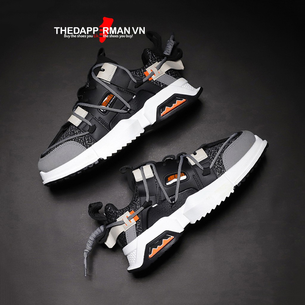 Giày thể thao sneaker nam THEDAPPERMAN XK008 tăng chiều cao 5cm, đế xẻ rãnh chống trơn, siêu chất, màu đen