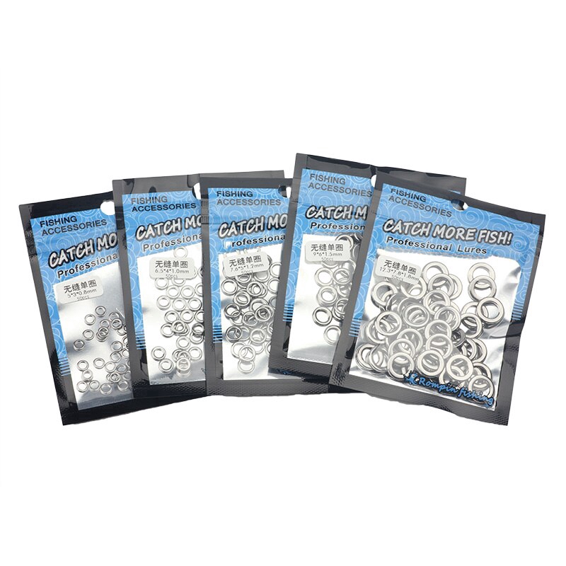 Set 50 Khuyên Nối Mồi Câu Cá 5-12mm Bằng Thép Không Gỉ 304