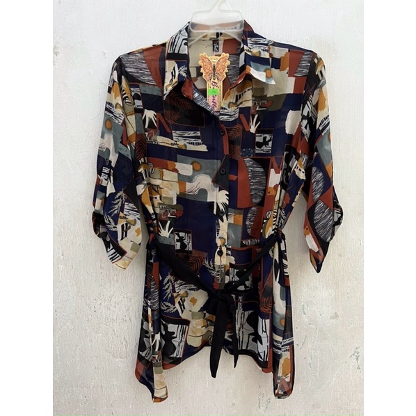 Áo Sơ Mi Nữ Dáng Dài Cột Dây Hàng Thiết Kế Free Size 53-68Kg