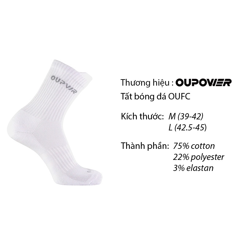 Tất vớ bóng đá chuyên dụng Oupower, thoải mái êm chân thấm hút mồi hôi cực tốt - có 2 size chân M, L
