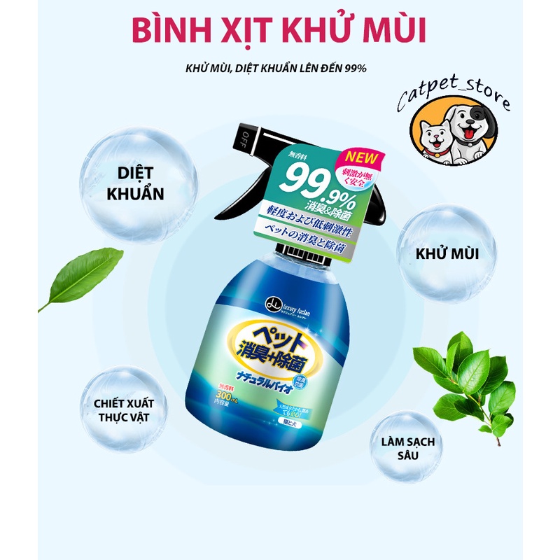 Xịt khử mùi hôi chó mèo LUXURY LUCIAN, xịt khử mùi thú cưng, hàng cao cấp, lưu hương lâu