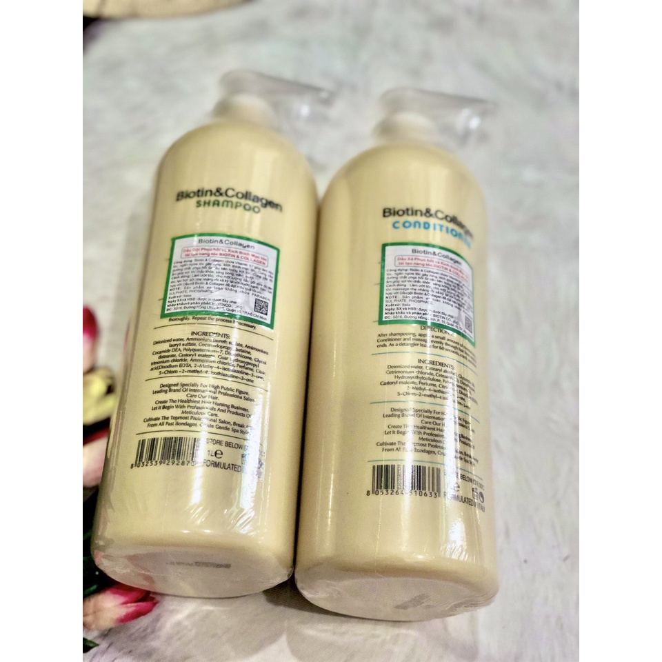 Combo CẶP gội+xả Biotin &amp; Collagen Protein trắng 1000ml