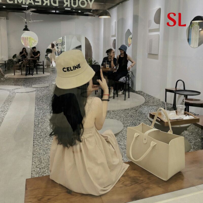 Mũ bucket vải Quảng Châu chữ cao su