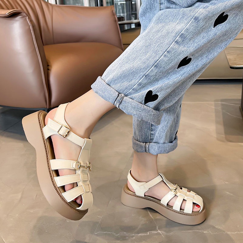 Giày Sandal Đế Dày Hở Ngón Phong Cách Cổ Điển Dành Cho Nữ