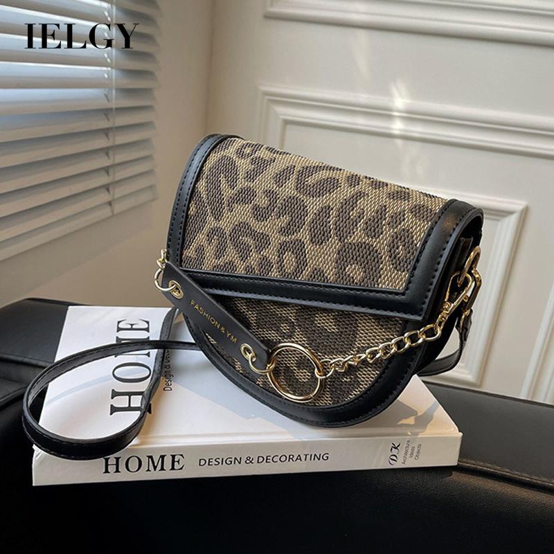 Túi đeo chéo vai IELGY họa tiết da báo phong cách cá tính dành cho nữ