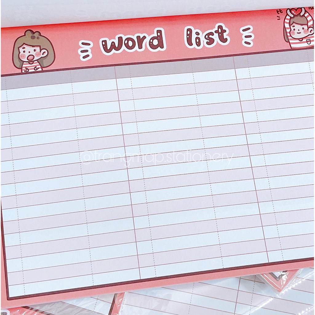 Set giấy học từ vựng Word List bản to