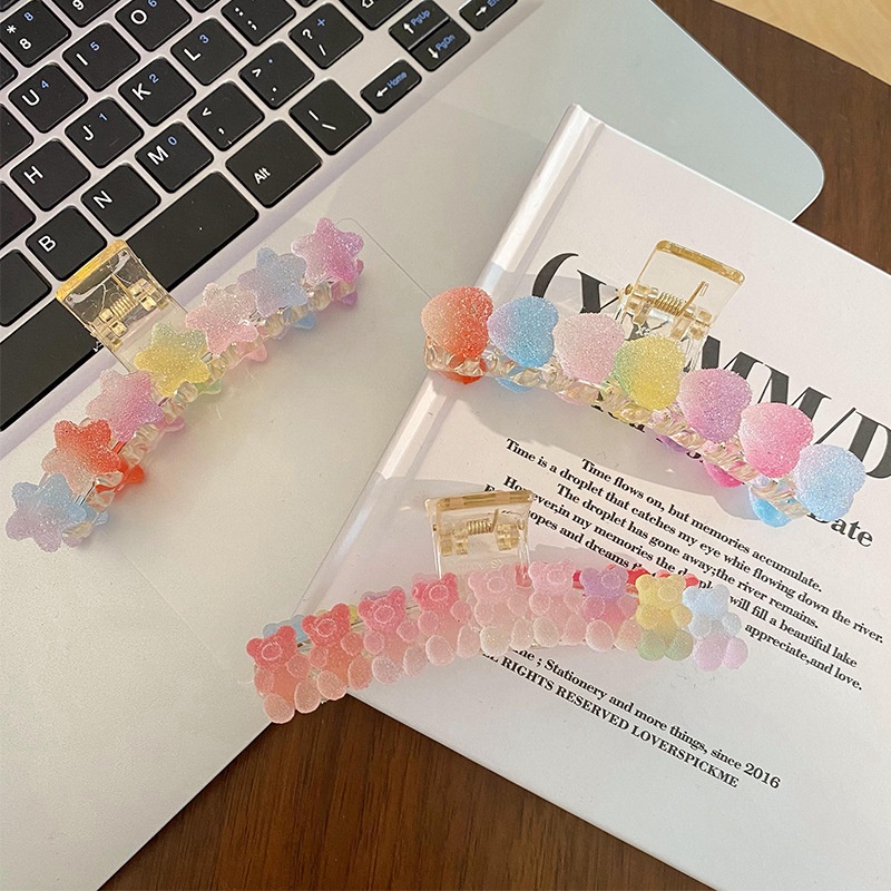 Kẹp Tóc Màu Kẹo Ngọt Họa Tiết Trái Tim Dễ Thương Bắt Mắt