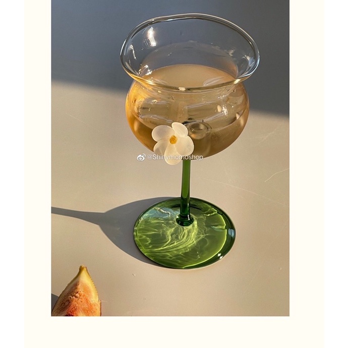 Ly thuỷ tinh màu hoa nhí phong cách ins siêu đẹp