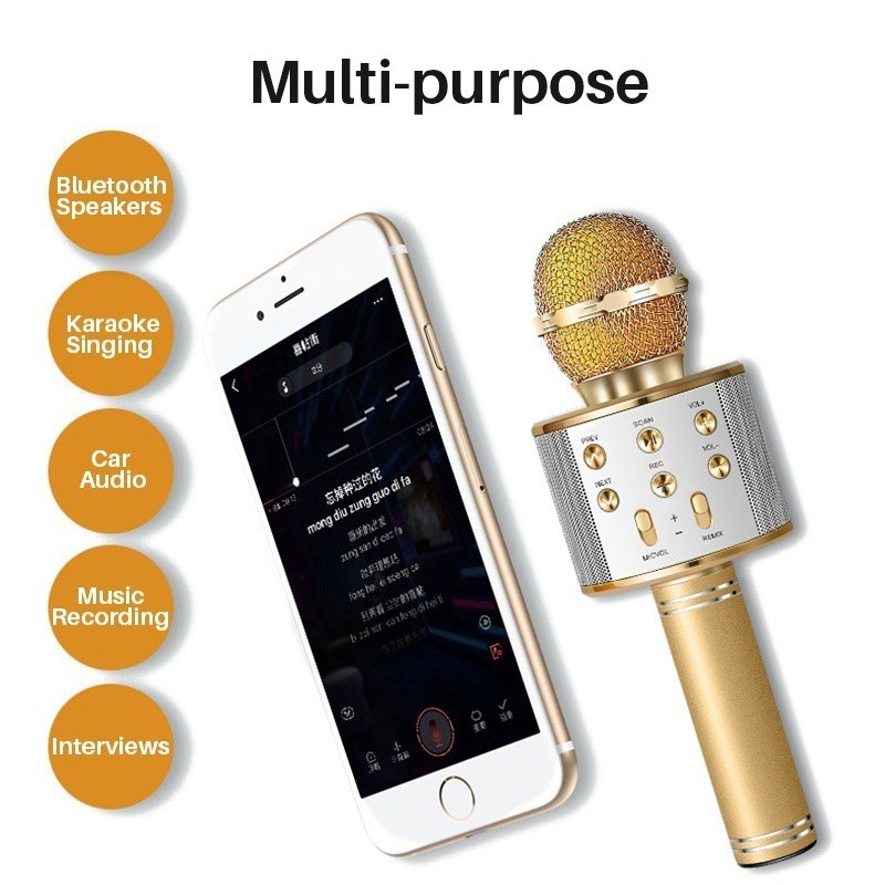 Micro tích hợp loa bluetooth không dây cầm tay hát karaoke ktv