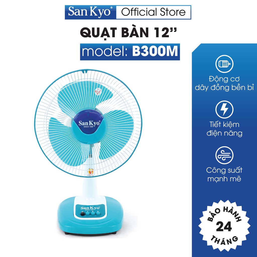 Quạt Bàn B300M Sankyo - Động Cơ Motor Dây Đồng - Cỡ Vừa 12 Inch