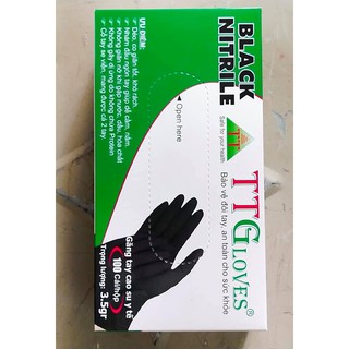 Găng tay y tế Nitrile màu đen 3.5gr/chiếc size M