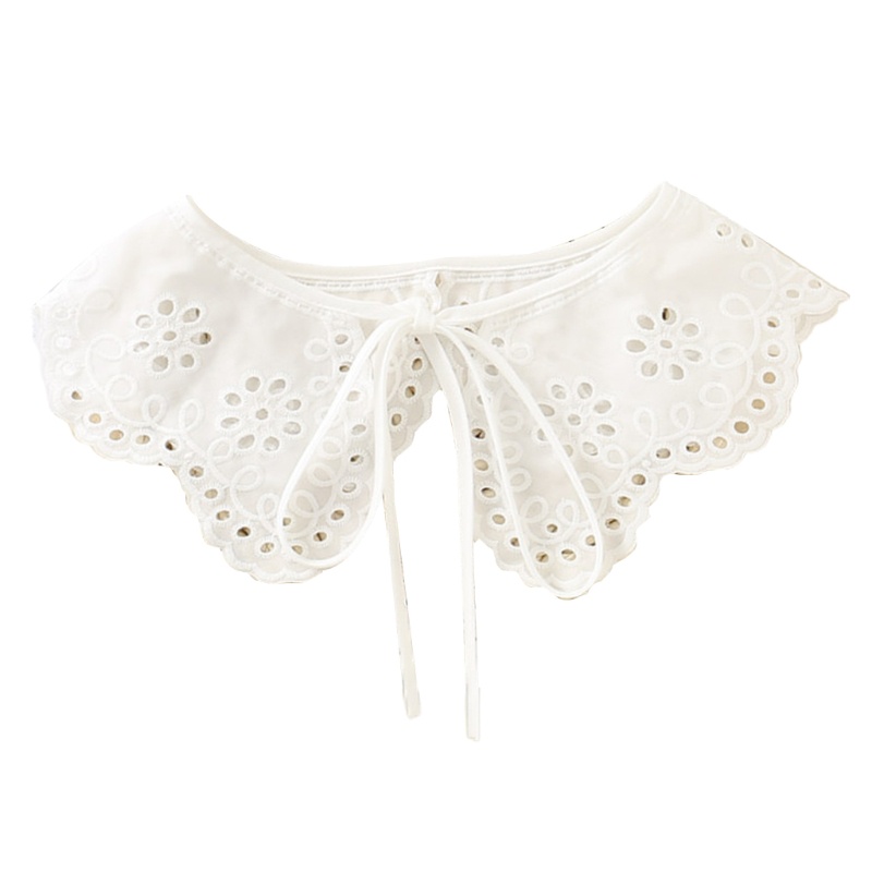 Khăn Choàng Cổ Giả Thêu Hoa Chấm Bi Trắng Dành Cho Nữ