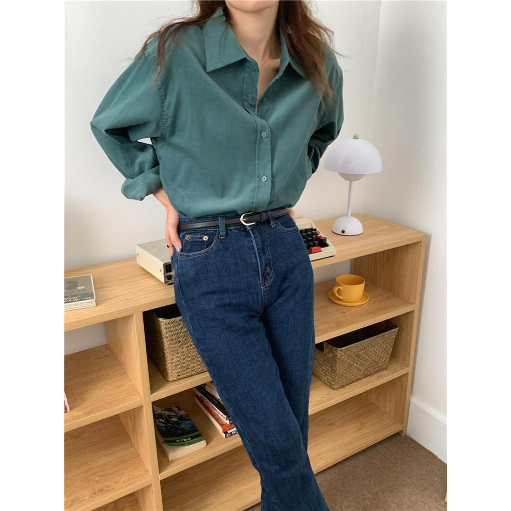 Áo Sơ Mi Dài Tay Trơn Màu Sắc Xinh Xắn Dễ Phối Đồ 47459