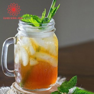 Ly Quai Thuỷ Tinh Trơn Đựng Trà Sữa 450 ML