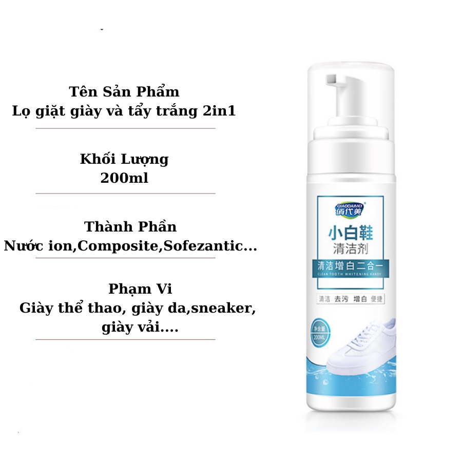 Chai/Lọ 𝐕𝐞̣̂ 𝐒𝐢𝐧𝐡 𝐕𝐚̀ 𝐓𝐚̂̉𝐲 𝐓𝐫𝐚̆́𝐧𝐠 𝐆𝐢𝐚̀𝐲 𝟐𝐢𝐧𝟏 Dạng Bọt Không Cần Giặt Xóa Bỏ Vết Ố Vàng CSG06