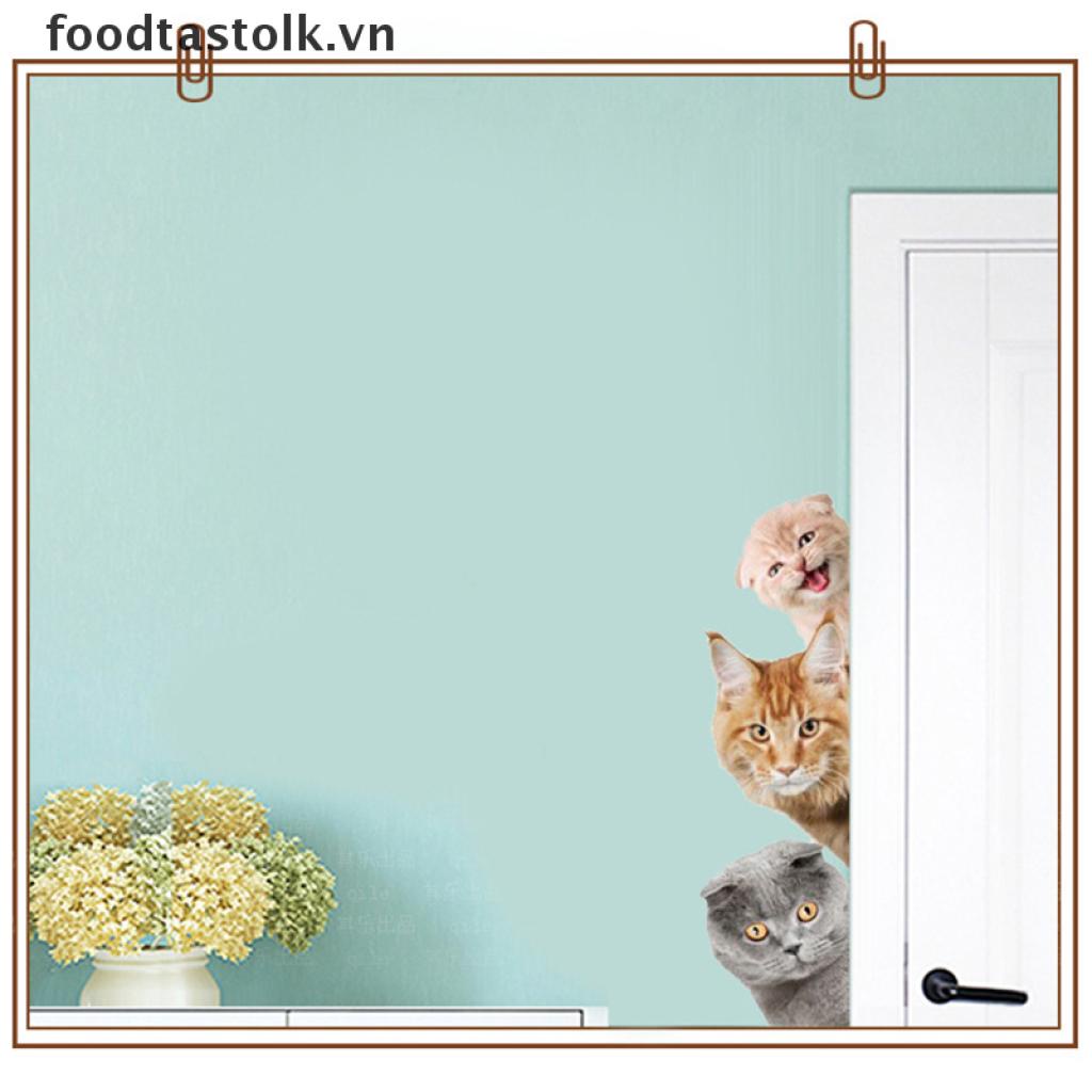 Miếng Dán Trang Trí Cửa Tủ Lạnh / Cửa Sổ Hình Chó Mèo 3d Vui Nhộn