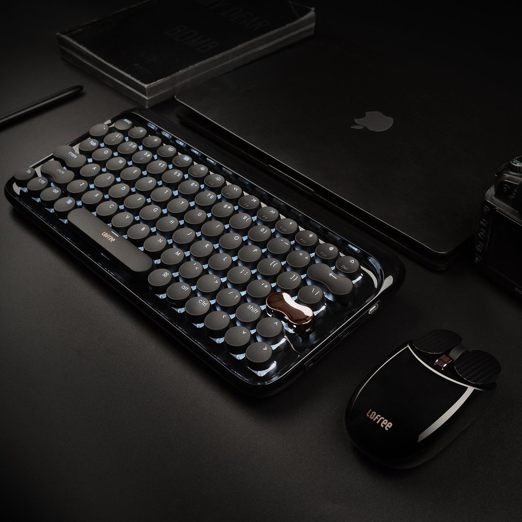 Bộ bàn phím, chuột, loa, đèn, máy tính, trải bàn lofree All Black