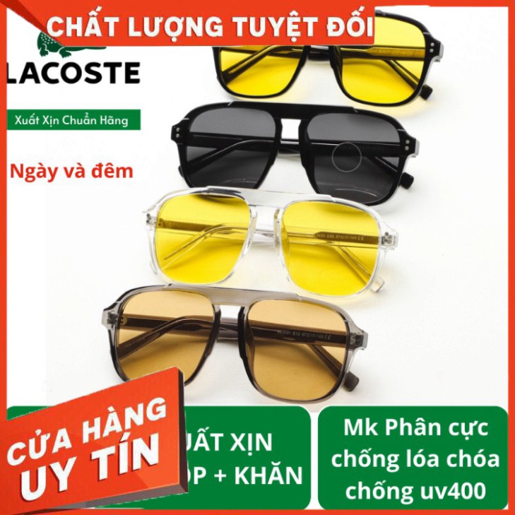 [Loại1] Mắt Kính mát nam đi ngày và đêm LACOSTE tròng kính Polarized phân cực chống tia UV 400 xuất xịn chuẩn chính hãng