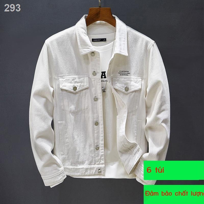 Áo khoác denim trắng mùa xuân nam 2022 phiên bản mới của giới Hàn Quốc xu hướng quần đẹp và mỏng