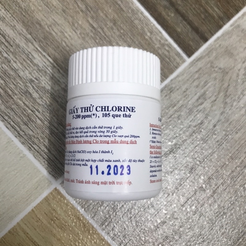 Giấy thử chlorine 5-200 ppm trong nước, 105 TEST/ HỘP