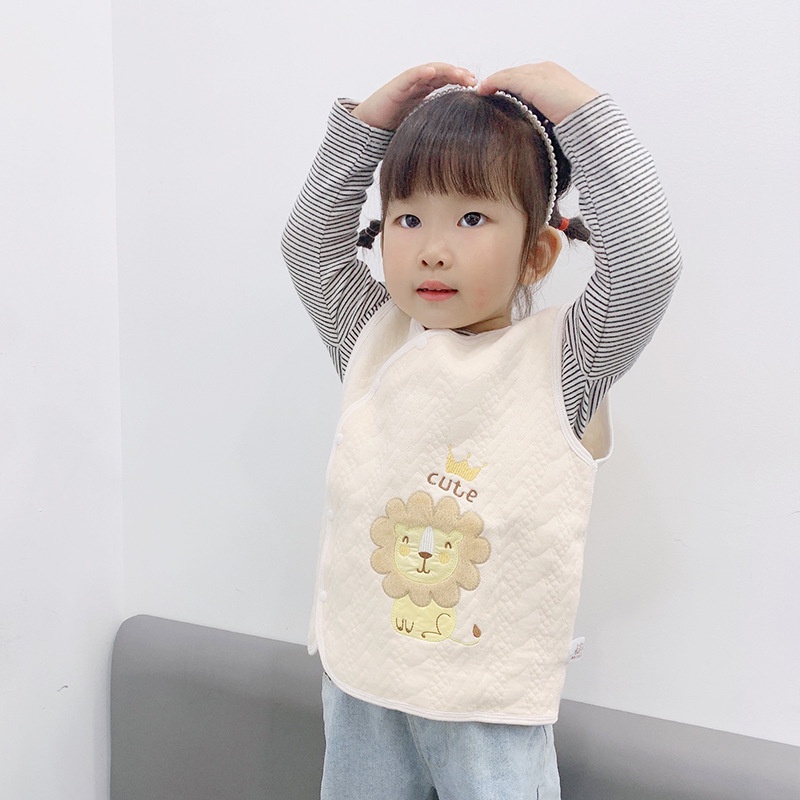 Áo gile cotton Cao cấp cho bé, thêu họa tiết hoạt hình xinh xắn, trần bông nhẹ [Shop Mẹ Bob 86]