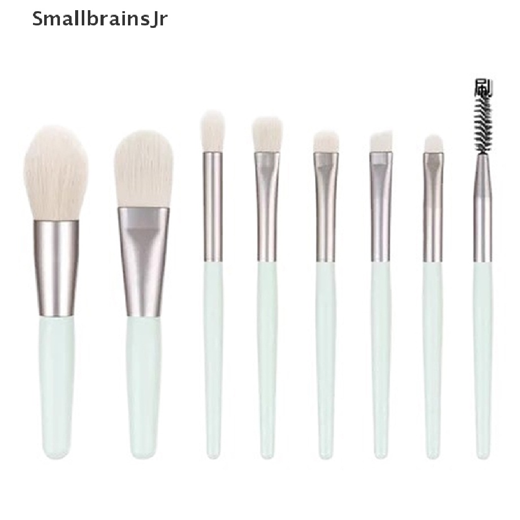 Bộ 8 Cọ Trang Điểm Mini Tay Cầm Bằng Gỗ Nhám Cho Người Mới Bắt Đầu