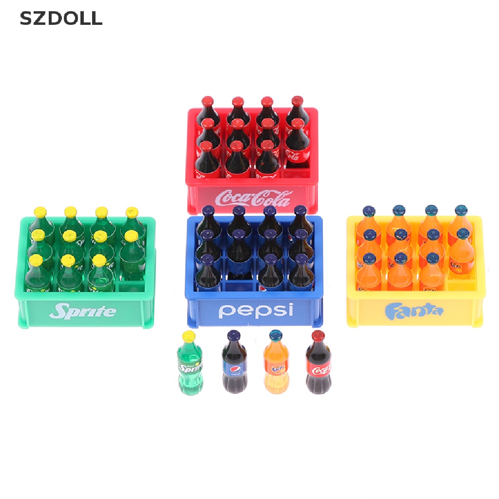 Bộ mô hình chai nước ngọt mini trang trí nhà búp bê tỉ lệ 1:12 DOM