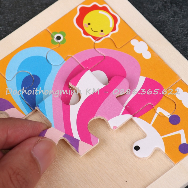 Ghép hình Puzzle 9 mảnh bảng gỗ size 11cm x 11cm