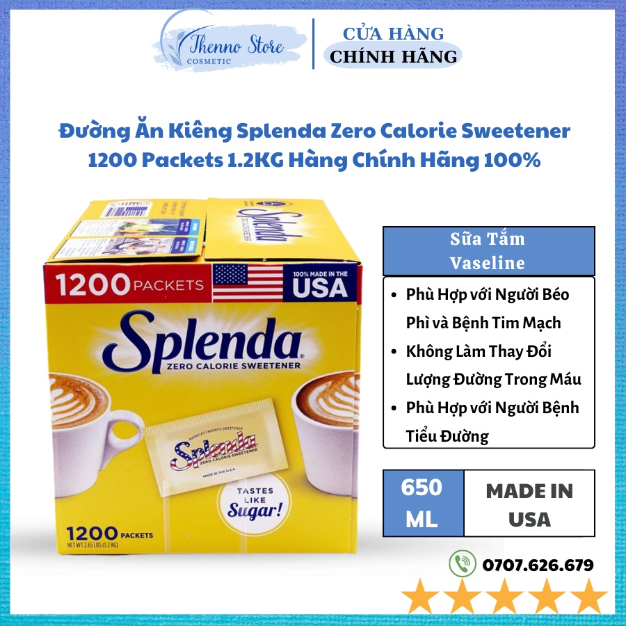 Đường Ăn Kiêng Splenda Zero Calorie Sweetener 1200 Packets 1.2KG Hàng Chính Hãng 100%