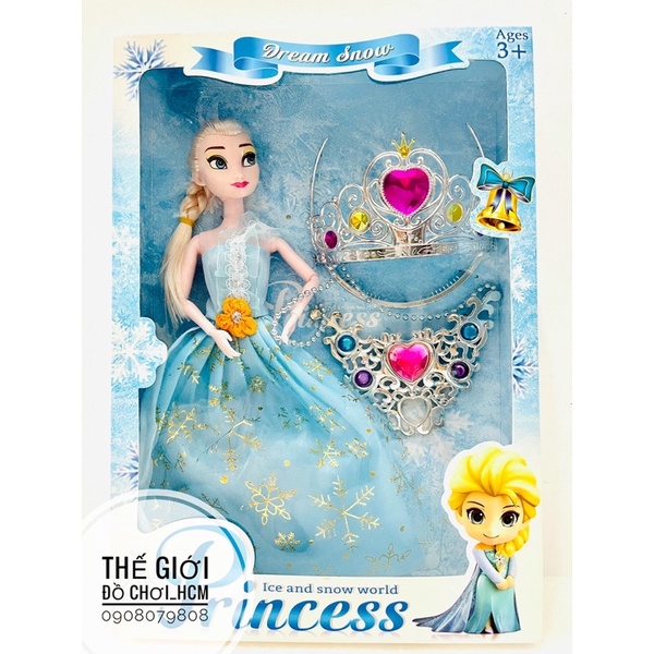 Đồ chơi búp bê công chúa Elsa có vương miện vòng đeo cổ