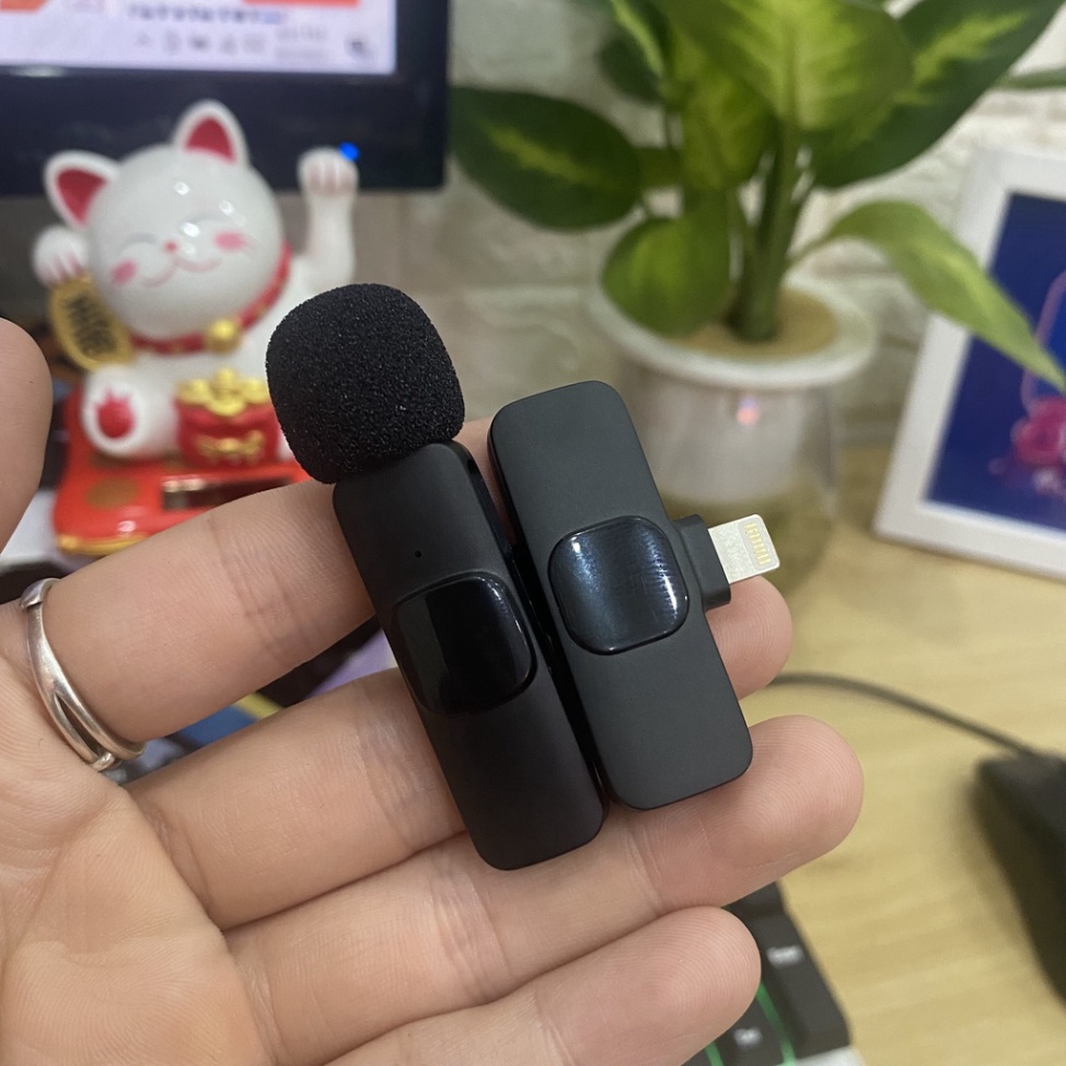 Micro thu âm không dây cài áo lọc tiếng ồn cho Iphone, Type C K8 K9 Pro
