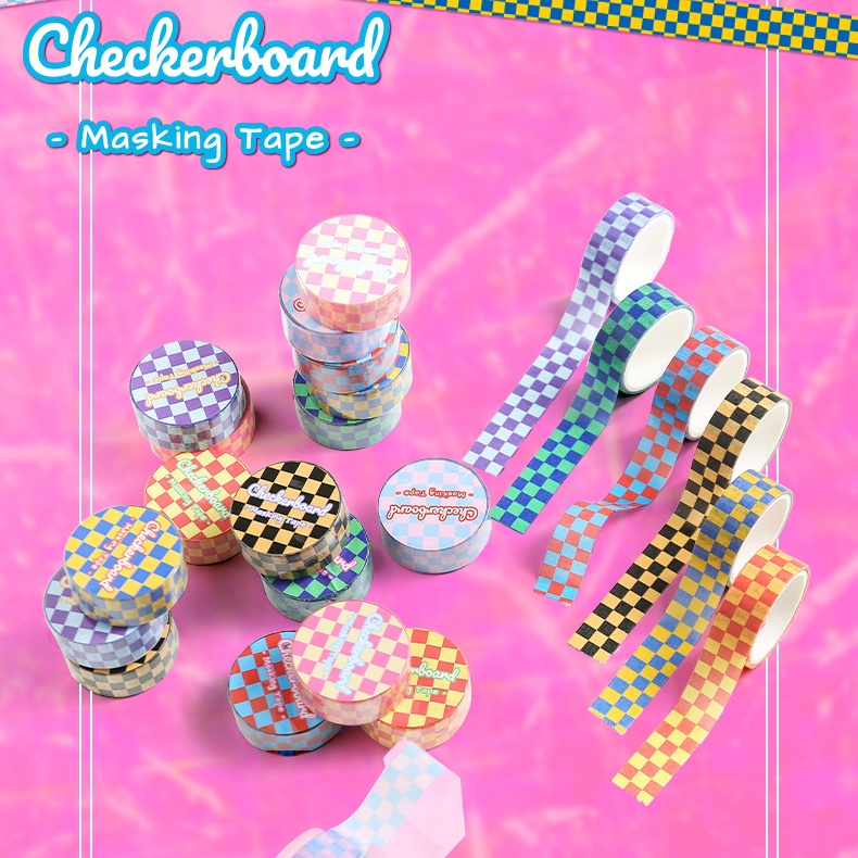 Băng Keo Giấy Washi Tape Checkerboard Gingham Cơ Bản