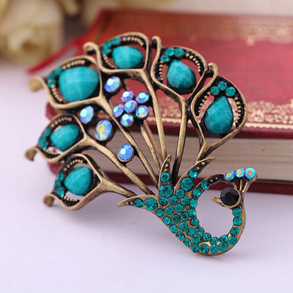 Ghim Cài Áo Hình Chim Công Đính Đá Nhân Tạo Thời Trang Cho Nữ