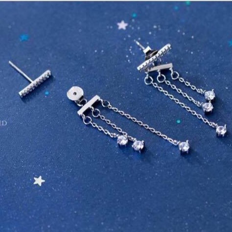 Bông Tai Nữ Bạc 925 Cao Cấp ERASHOP 000821 - Dãy Đá Rũ Sang Trọng, Phù Hợp Đi Tiệc, Đi Chơi, Siêu Rẻ Đẹp