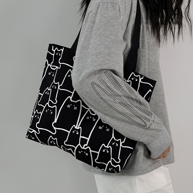Túi xách canvas IELGY cỡ lớn thời trang Nhật Hàn đơn giản cá tính