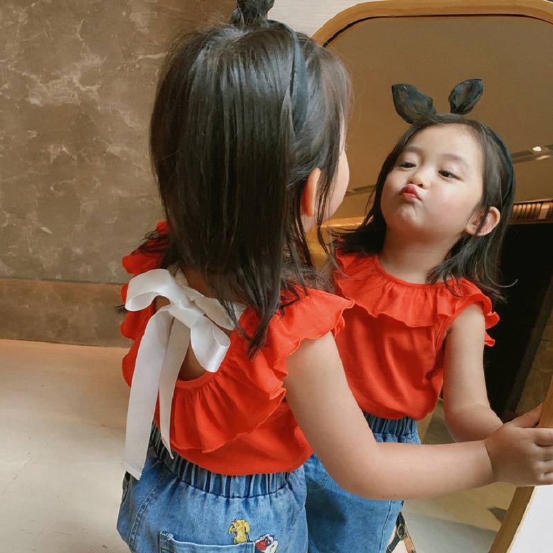 ATG17 Size 90-130 (9-27kg) Áo thun bé gái (Áo sát nách co giản vải mềm mát) Thời trang trẻ Em hàng quảng châu