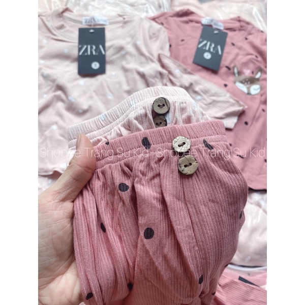 COMBO 2 BỘ LEN TĂM DÀI TAY VIỀN BÈO HỒNG HÌNH CÁO BÉ GÁI